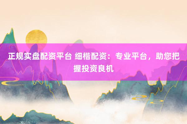 正规实盘配资平台 细楷配资：专业平台，助您把握投资良机
