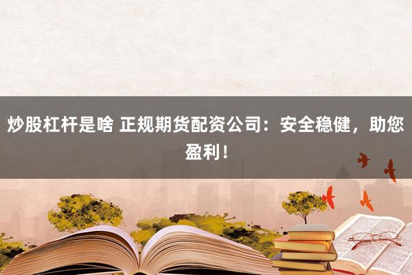 炒股杠杆是啥 正规期货配资公司：安全稳健，助您盈利！