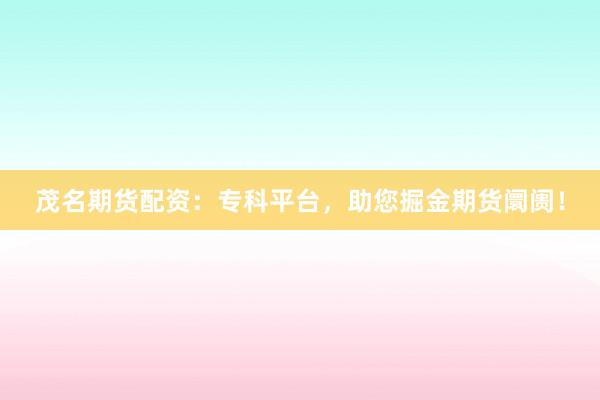 茂名期货配资：专科平台，助您掘金期货阛阓！