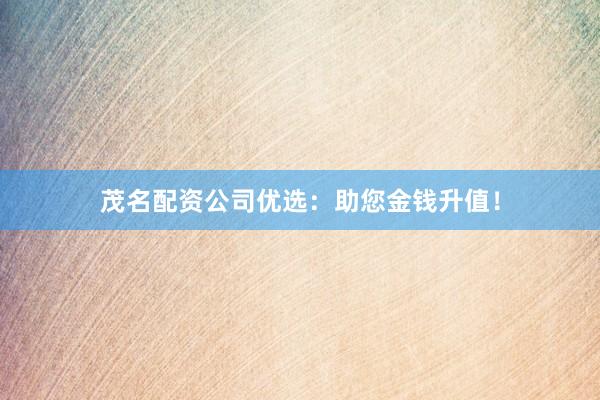 茂名配资公司优选：助您金钱升值！