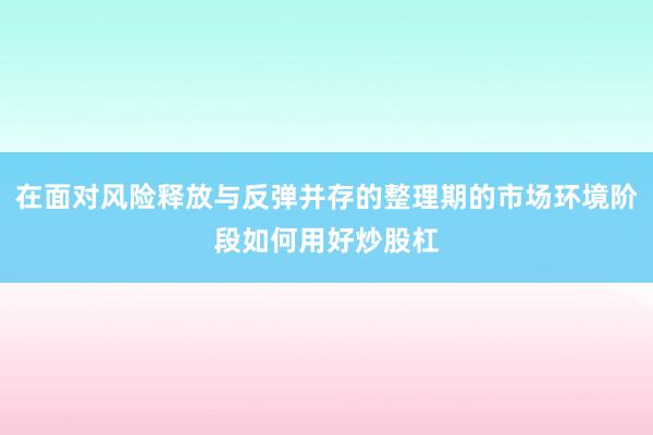 在面对风险释放与反弹并存的整理期的市场环境阶段如何用好炒股杠