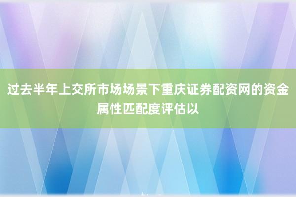 过去半年上交所市场场景下重庆证券配资网的资金属性匹配度评估以