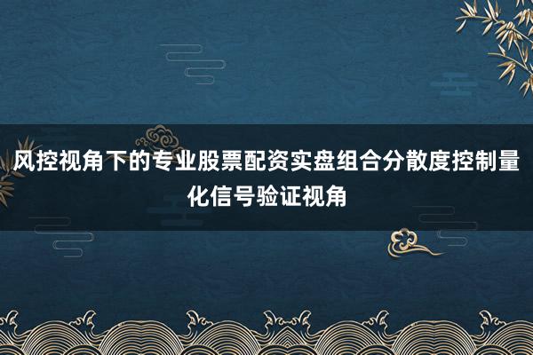 风控视角下的专业股票配资实盘组合分散度控制量化信号验证视角