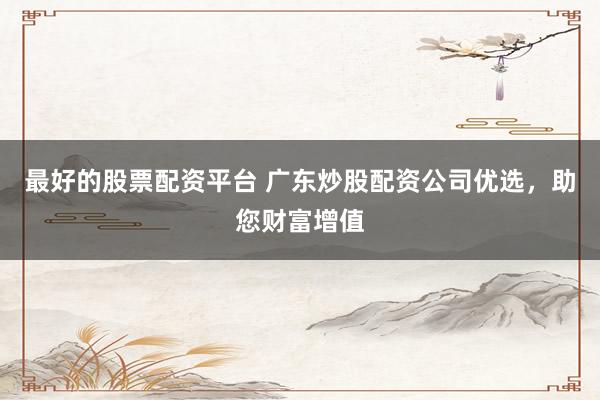 最好的股票配资平台 广东炒股配资公司优选，助您财富增值