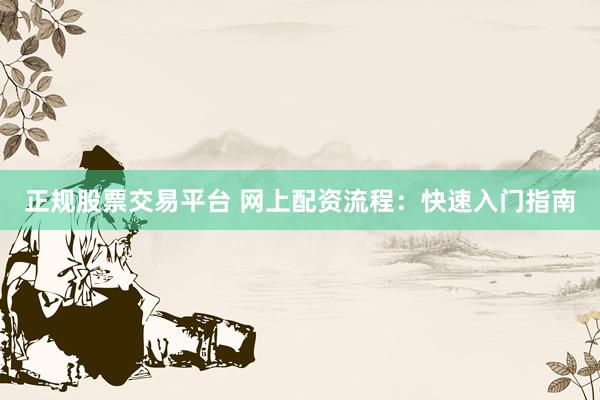 正规股票交易平台 网上配资流程：快速入门指南