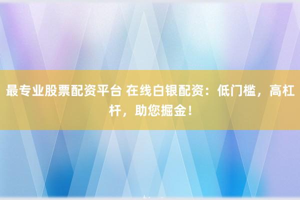 最专业股票配资平台 在线白银配资：低门槛，高杠杆，助您掘金！