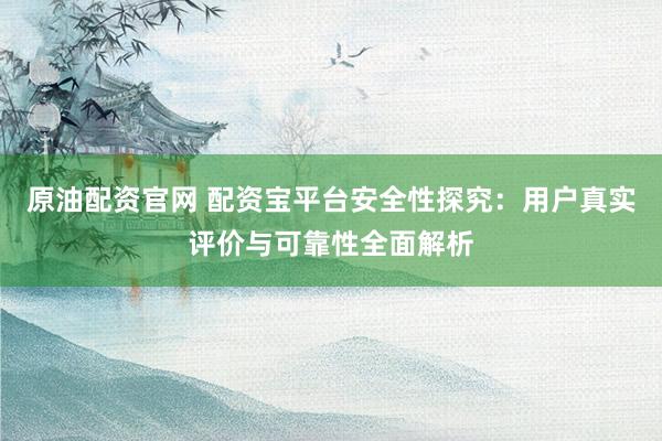 原油配资官网 配资宝平台安全性探究：用户真实评价与可靠性全面解析
