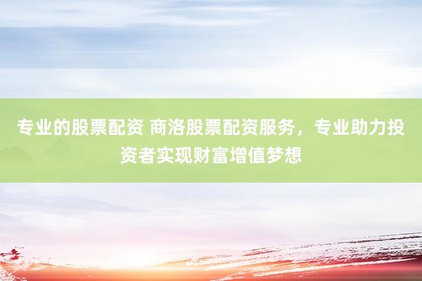 专业的股票配资 商洛股票配资服务，专业助力投资者实现财富增值梦想
