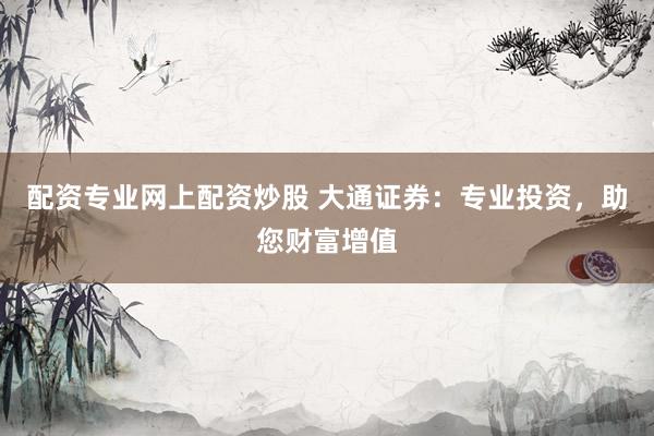 配资专业网上配资炒股 大通证券：专业投资，助您财富增值